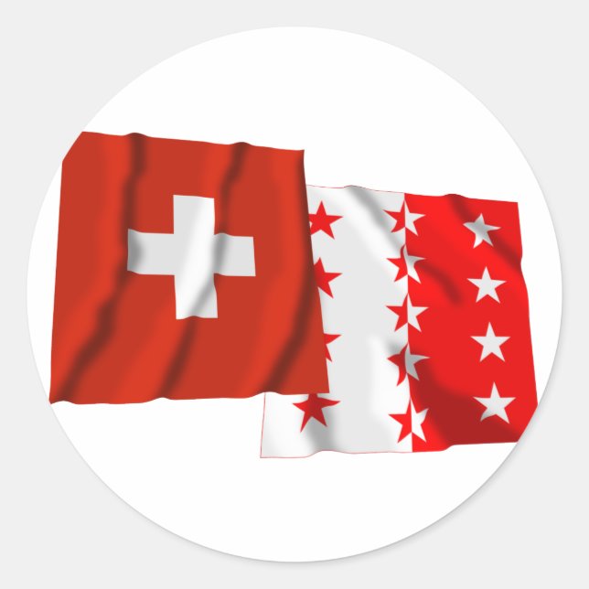 Sticker Rond Drapeaux de la Suisse et du Valais (Devant)