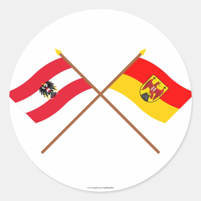 Sticker Rond Drapeaux de l'Autriche et du Burgenland (Devant)