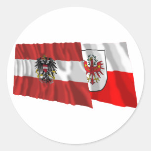 Sticker Rond Drapeaux de ondulation de l'Autriche et du Tirol