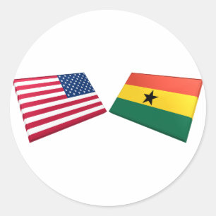 Sticker Rond Drapeaux des États-Unis et du Ghana
