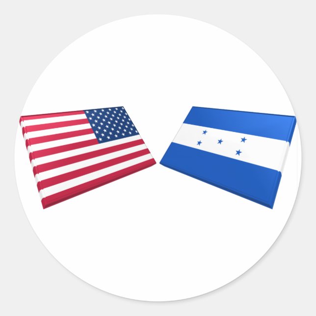 Sticker Rond Drapeaux des États-Unis et du Honduras (Devant)