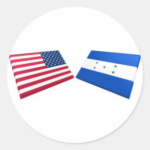 Sticker Rond Drapeaux des États-Unis et du Honduras