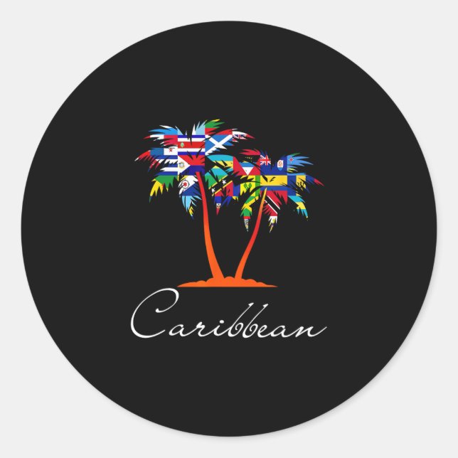 Sticker Rond Drapeaux des îles des Caraïbes  (Devant)