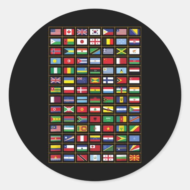 Sticker Rond Drapeaux Des Pays Du Monde International (Devant)