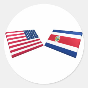 Sticker Rond Drapeaux des USA et du Costa Rica