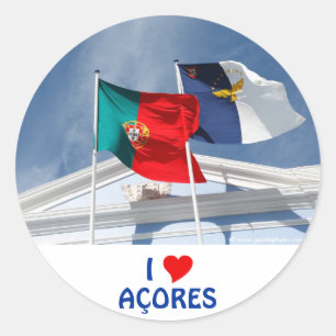 Sticker Rond Drapeaux du Portugal et des Açores