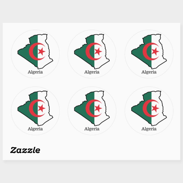 Sticker Rond Drapeaux et pays Algérie (Feuille)