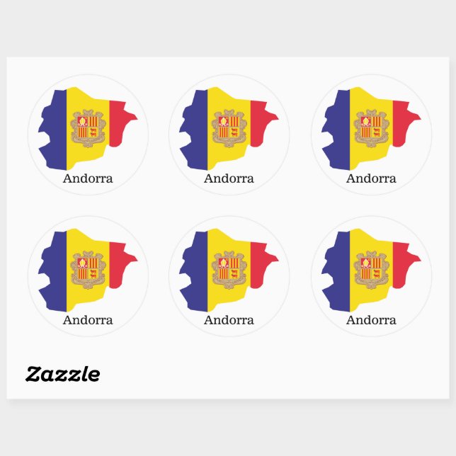 Sticker Rond Drapeaux et pays Andorre (Feuille)