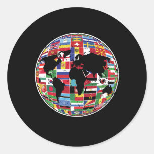 Sticker Rond Drapeaux internationaux Voyageurs Voyageurs dans l