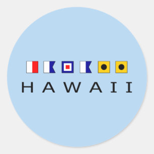 Sticker Rond Drapeaux marins nautiques Hawaii Couleur claire