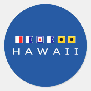 Sticker Rond Drapeaux marins nautiques Hawaii Dark