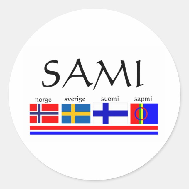 Sticker Rond Drapeaux samis et scandinaves (Devant)