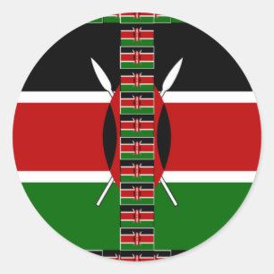 Sticker Rond Drapeaux sans fil du Kenya Cadres frontaliers Art 