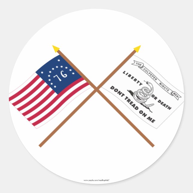 Sticker Rond Drapeaux traversés de Bennington et de Culpeper (Devant)