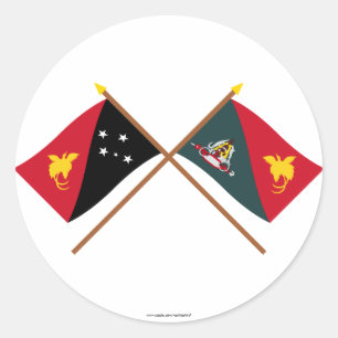 Sticker Rond Drapeaux traversés de PNG et de la province de Sep