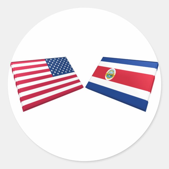 Sticker Rond Drapeaux US et Costa Rica (Devant)