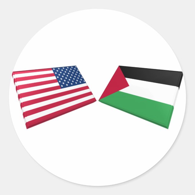 Sticker Rond Drapeaux US et Palestine (Devant)
