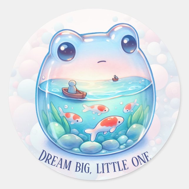 Sticker Rond Dream Big, Little One - Frog - (Devant)