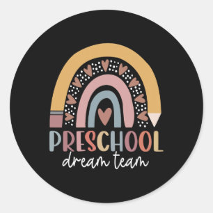 Sticker Rond Dream Team Retour À L'École Enseignant Enfants Cad