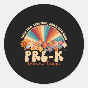 Sticker Rond Dream Team Retro Super Rainbow Retour À L'École Th
