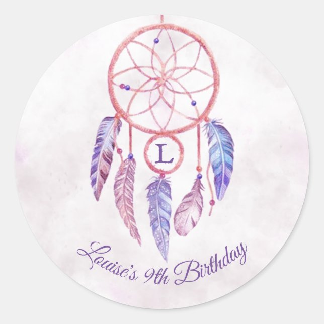 Sticker Rond Dreamcatcher Sleepover fête d'anniversaire (Devant)
