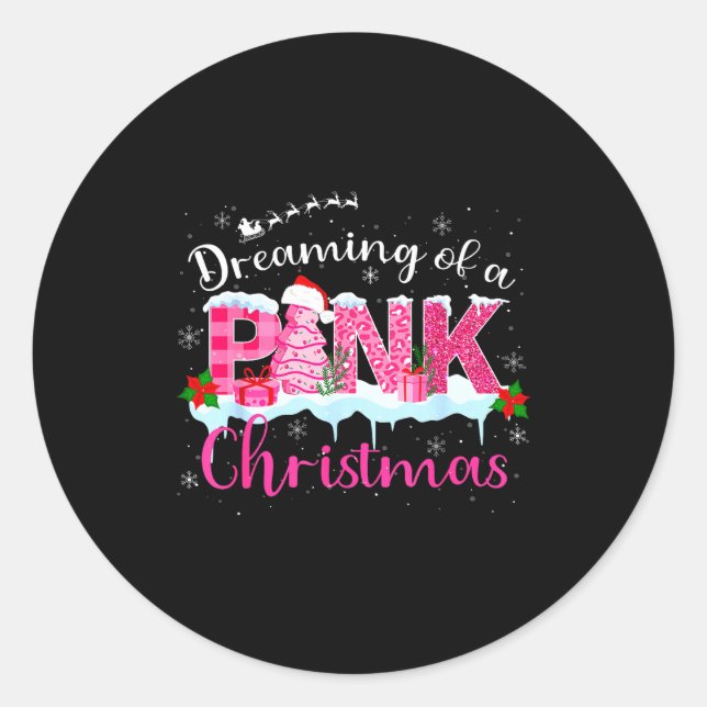 Sticker Rond Dreaming Of A Nk Christmas Tree Cakes Santa Hat Xm (Devant)