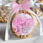 Sticker Rond Dreamtic Romantic Peonies Floral Fête des mariées<br><div class="desc">Feminine,  moderne,  élégante et romantique conception de douche nuptiale avec des fleurs de pivoine rose pâle délicatement avec des lettres brillantes néon.</div>