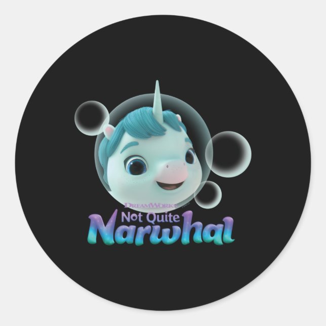 Sticker Rond Dreamworks Pas Assez Narwhal Kelp (Devant)