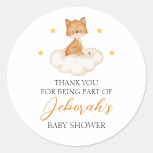 Sticker Rond Dreamy Fox Baby shower Merci
