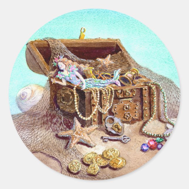 Sticker Rond DREAMY MERMAID par SHARON SHARPE (Devant)