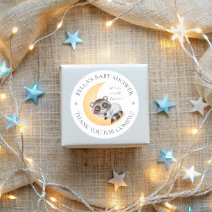 Sticker Rond Dreamy Over the Moon Raccoon Boy Baby shower