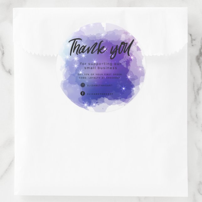 Sticker Rond Dreamy Pastel Sky Splash Merci d'affaires (Sac)