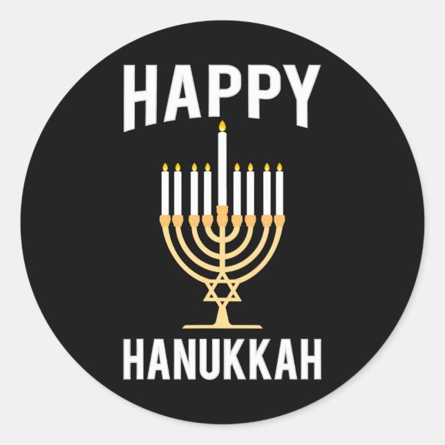 Sticker Rond Dreidel Menorah Funny Chanukah Happy Hanoukka (Devant)