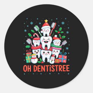Sticker Rond Drentiste de Noël drôle Xmas Dentaire Oh Dentistre