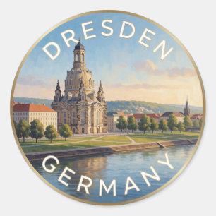 Sticker Rond Dresde Allemagne Frauenkirche Scène fluviale