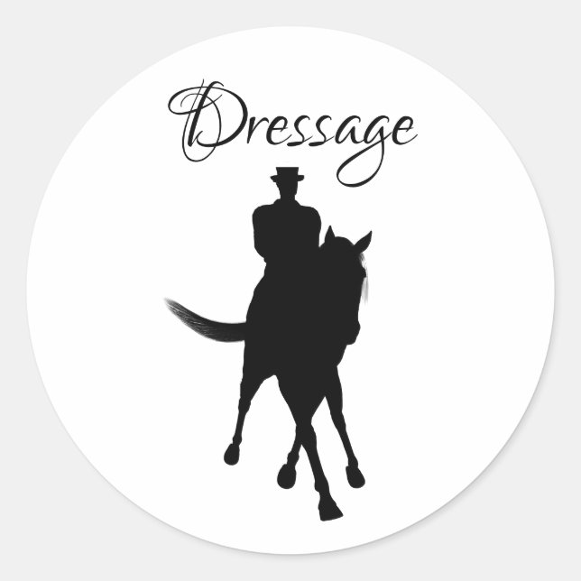 Sticker Rond Dressage Cheval Et Rider Silhouette (Devant)