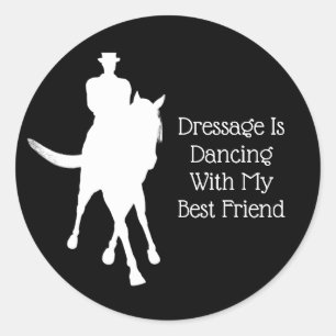 Sticker Rond Dressage Est Danser Avec Le Meilleur Ami Blanc