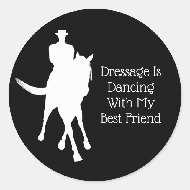 Sticker Rond Dressage Est Danser Avec Le Meilleur Ami Blanc (Devant)