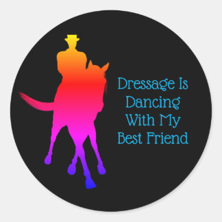 Sticker Rond Dressage Est Danser Meilleur Ami Arc-En-Ciel