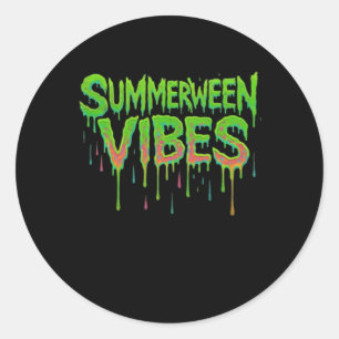 Sticker Rond Drift Summerween Vibes Éffrayant Fun Classic