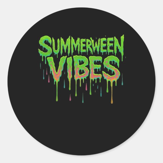 Sticker Rond Drift Summerween Vibes Éffrayant Fun Classic (Devant)