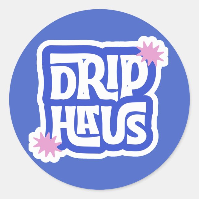 Sticker Rond Drip Haus – Logo Retro Ludique (Devant)