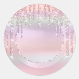 Sticker Rond Drips Glitter Douzième Licorne Holographique Ombr