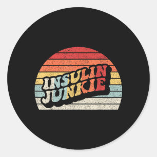 Sticker Rond Drogué à l'insuline Diabétique drôle de type 1 Dia