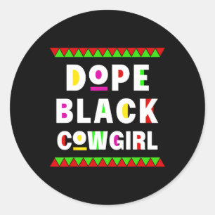 Sticker Rond Drogue Black Cowgirl Horseback Africain Américain