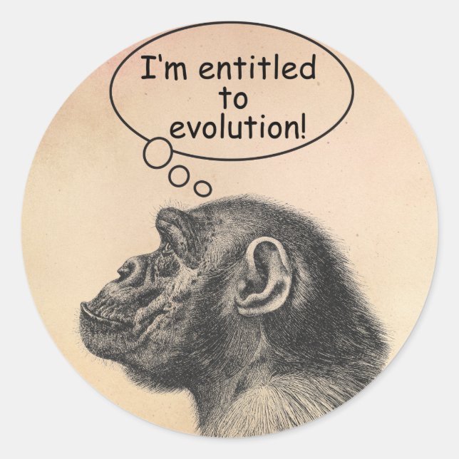 Sticker Rond Droit d'évolution de grande singe (Devant)