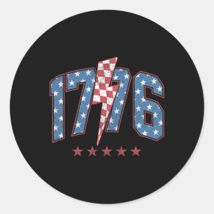 Sticker Rond Drôle 1776 4 juillet Drapeau américain Hommes Femm