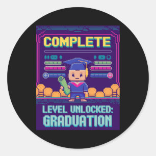 Sticker Rond Drôle 2025 Joueur Niveau Complète Maître Collège G