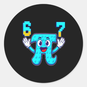 Sticker Rond Drôle 3.14 6 7 mème maths nerd genz pourriture cér