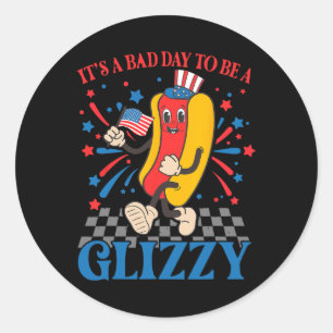 Sticker Rond Drôle 4 juillet Usa Hotdog C'est une mauvaise jour